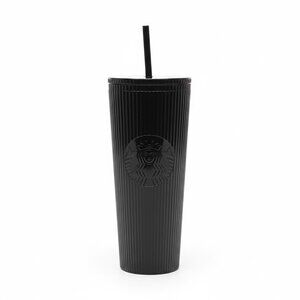 NWT Starbucks Pleated Ribbed Black Cold Cup Tumbler Venti 24 Oz Collectible